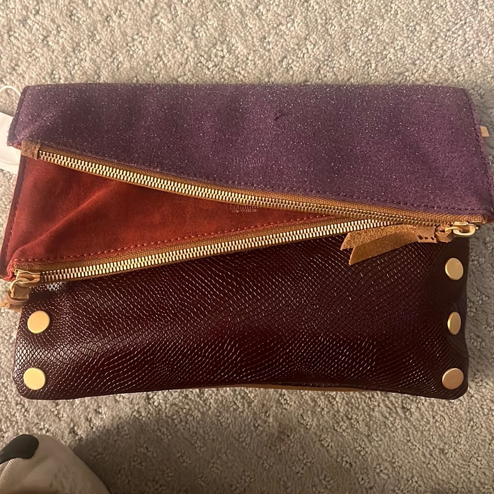 Rare vintage Hammitt Dillon Med-wine country leather reversible clutch, no strap